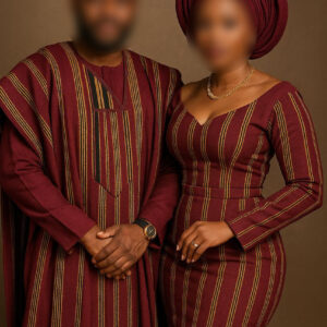 Pagne Tissé Africain "Ambiance Rubis & Or" - Tissu Béninois Bordeaux & Doré pour Cérémonie Élégante